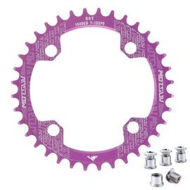 QIAMNI 104 BCD 32T 34T 36T 38T Narrow Wide Single Chain Ring with 4 Pieces Sprocket Bolts for Road Bikes, Mountain Bikes, BMX MTB Bike (Purple, 36T)