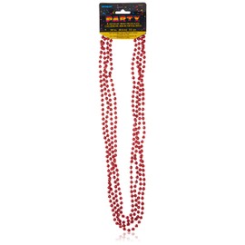 Metallic Red Plastic Bead Necklaces - 32'', 4 Count - Perfect for Parties, Birthdays & New Year's Eve Events