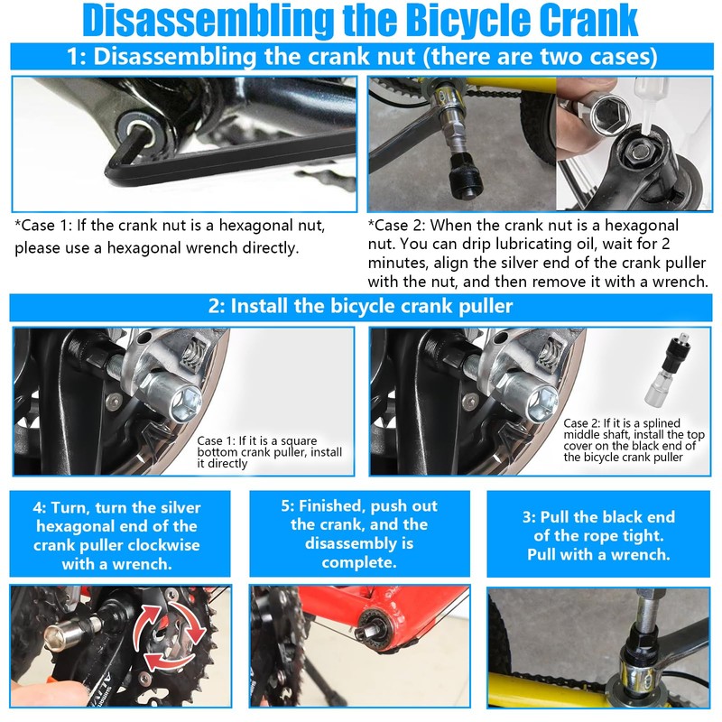 9 Piece Bicycle Crank Wrench Tool Set, Bicycle Crank Puller