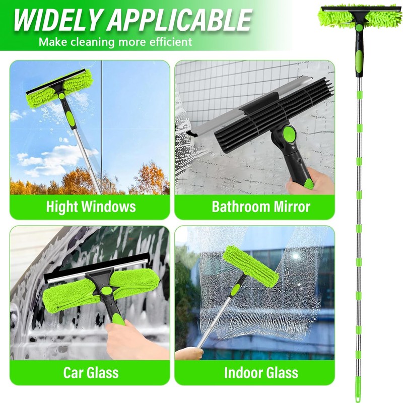 RIZENCE 4.5M/14.7ft Window Cleaning Squeegee Tools, 3-in-1 Window Washing Kit