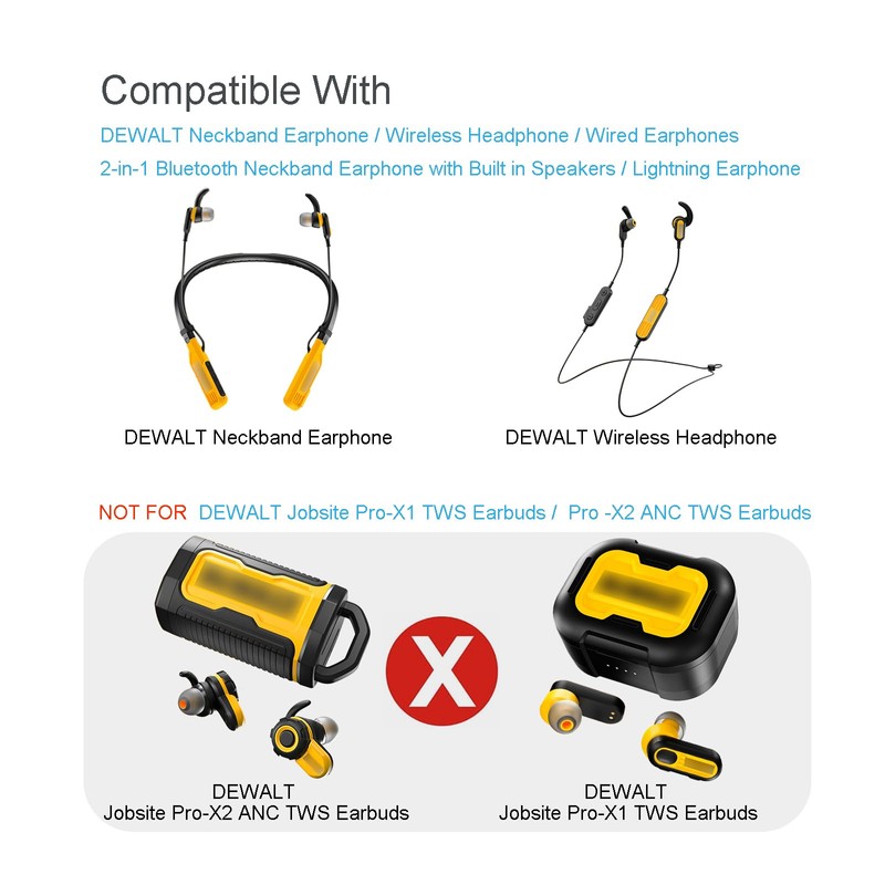 Klowcok Memory Foam Replacement Eartips for DEWALT Earbuds, Ear Tips