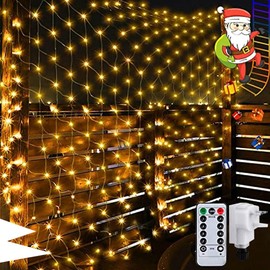 CORST CORST 3M X 2M Net Lights Outdoor Mesh Lights for Bushes Plug in,200LED Christmas Garden Tree Lights Outside Fairy Lights Waterproof Connectable with Remote for Gazebo Balcony(Warm White)