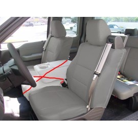 IGGEE for FORD F-150 GREY CUSTOM FIT 2 FRONT SEAT COVERS PAIR BUILT IN SEATBELT