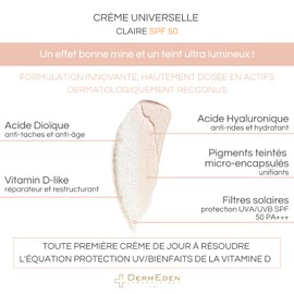 DermEden - Good Mine Day Cream 50ml - SPF 50 Light Shade Fragrance-Free - Protection from the Harmful Effects of Light - Moisturising, Anti-Ageing and Rich in Vitamin D-Like