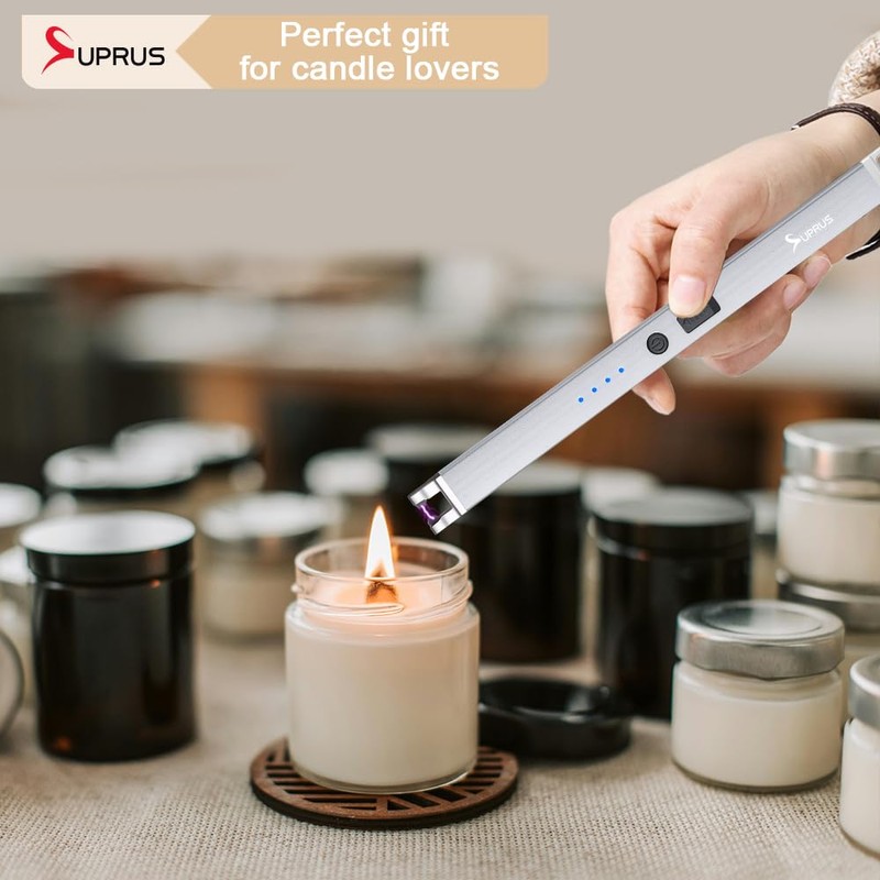 SUPRUS Electric Arc Lighter Windproof Flameless Rechargeable USB Lighter with