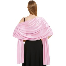 heekpek Ladies Satin Scarf Wedding Shawls and Wraps Womens Silky Scarf Lightweight Evening Party Dresses Bride Bridemaid Scarf, Pink Purple, One Size