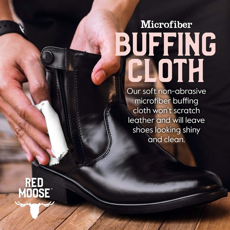 RED MOOSE 7pc Black Leather Shoe and Boot Polish Kit