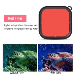 Dive Filters for GoPro 8, Waterproof Housing Case Dive Filter Dustproof ABS Housing Case for GoPro 8 with Diving Lens Filter Accessories (Red)