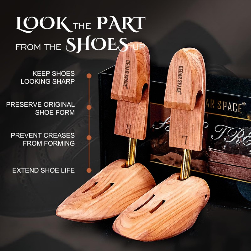 Cedar Space Wooden Shoe Stretcher Tree, 6.5-14 Sizes Cedar Wood