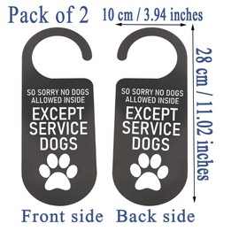 CENWA 2 Pcs Service Dog Door Hanger Sign So Sorry No Dogs Allowed Inside Except Service Dogs Tag (EXCEPT SERVICE)