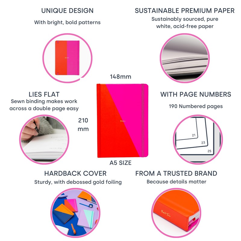 Yop & Tom Contrast Lined Journal - A5 Notebook -