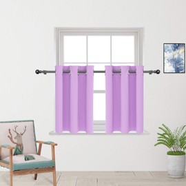 Tier Curtains 36 inch Room Darkening Kitchen Tiers Bathroom Short Curtain Triple Weave Small Cafe Curtains Window Treatment Set 2 Panels Grommet Top 36" Lilac