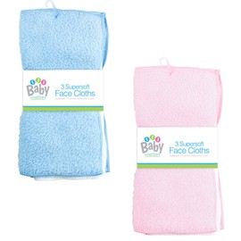 The Home Fusion Company 3 Pack SuperSoft Baby Wash Cloths Bath Feeding Shower Towel Flannel Wipe Pink Or Blue