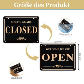 Acuxiaza Open Closed Sign, 20 x 15 cm, Double-Sided Reversible for Hanging Door Sign with Rope, Acrylic Business Sign, Opening Hours Sign, for Door, Restaurant, Club, Cafe, Hotel, Bar