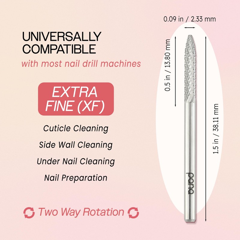 PANA 3/32" Carbide Cuticle Nail Drill Bit for Cuticle Cleaning,