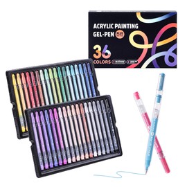 PHOSYNDYE 36 Color 1.0mm Fine Pointed Acrylic Gel Pens Coloring for Adult Painting, Writing, Marking, Student Stationery