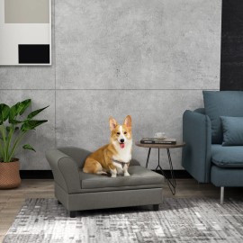 Gray Elevated Dog Sofa Pet Bed with Storage Soft Cushion for Small to Medium Sized DogsColor: Gray Color