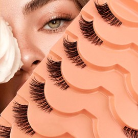 14 Paare Clear Band Halbe Wimpern Cat eye, 12mm Kurz Katzenauge Künstliche Wimpern Natürlich Look, 1/2 Ecke Falsche Wimpern Set, 3/4 Corner Wimpern Wiederverwendbar Leichte Make-up-Wimpern(14C-3D04)