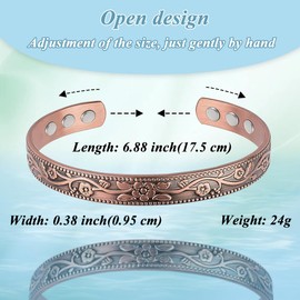Vicmag Copper Bracelet for Women Men Magnetic Bracelets 100% Solid Pure Copper Gift 2PCS