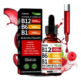 Elfleaf Nusava Vitamina B12,b6 Y B1 Gotas Liquidas 60ml, Complejo B Sublingual,contiene Nicotinamida Y Acido Folico,apoya La Salud Del Cerebro, EI