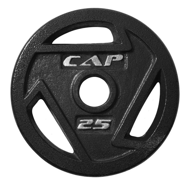 CAP Barbell 2-Inch Olympic Grip Weight Plate, 25 lb, Single Black