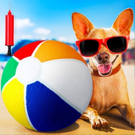 Shappy Dog Giant 9.5 Beach Ball Upgraded Thicken Tennis Materials Dog Ball with Air Pump Large Pet Toys Funny Outdoor Sports Ball for Small Medium Dog Birthday Gift Summer Swimming Pool Play