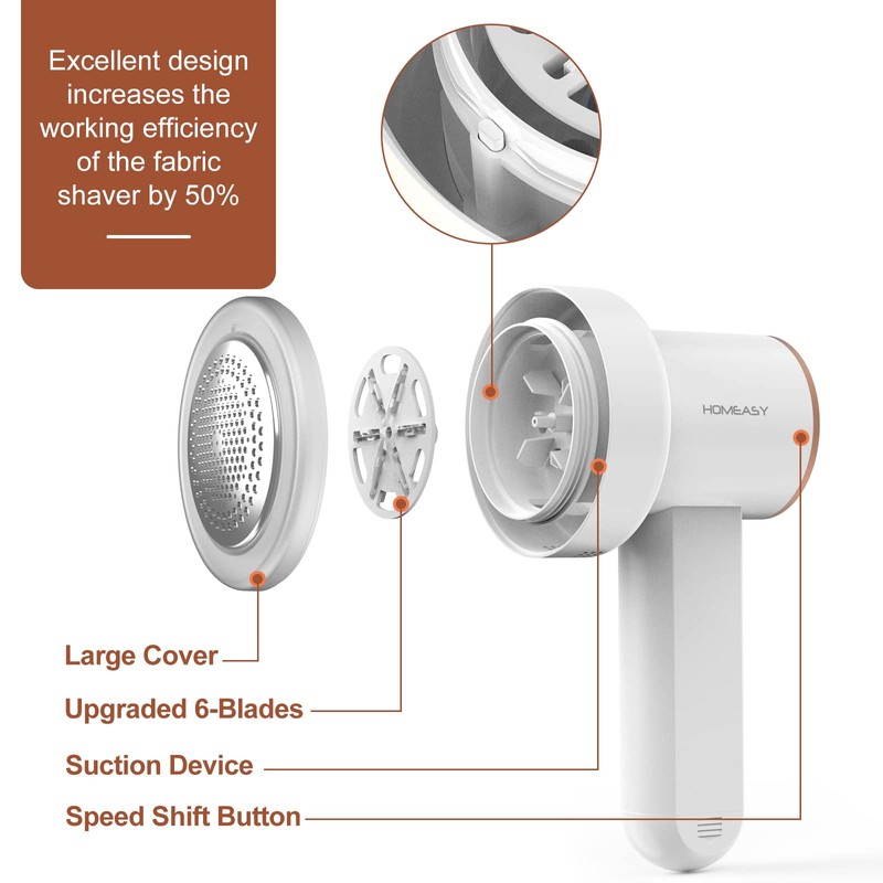 Fabric Shaver Fuzz Remover Rechargeable, HOMEASY Electric Lint Remover Shaver