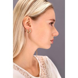 14k Yellow Gold Diamond-cut Round Flat Hoop Earrings (20mm (0.78 inch))…