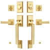 LOQRON Brushed Gold Double Front Door Lock Set, Keyed Entry