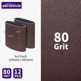 abrasticle 12 Packs 8 x 19 inch 80 Grit Cloth Floor Sanding Belts Ideal for Sanding Commercial and Residential Flooring