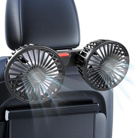 HEEYCEM USB Car Fan for Backseat,Dual Head Car Fans That Blow Cold Air,3-Speed Car Fans for Backseat for Kids,Ultra-Quiet,360° Rotatable Headrest Fan for SUV Truck Sedan