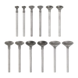 sourcing map 12pcs Diamond Grinding Head 6/8/10/12/14/16mm Dia 1/8" Shank Carving Drill Bits Spherical Head Rotary Tool for Grinding, Polishing, Engraving Jade, Jewelry, Stone, Ceramic