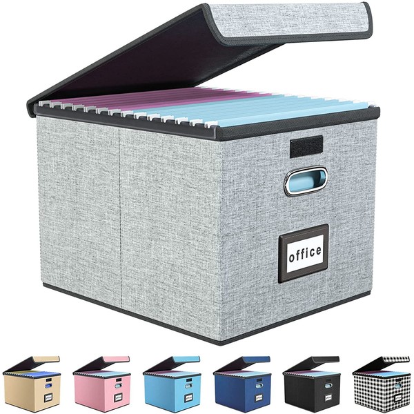Huolewa Upgraded Portable File Organizer Box with Lid with Plastic