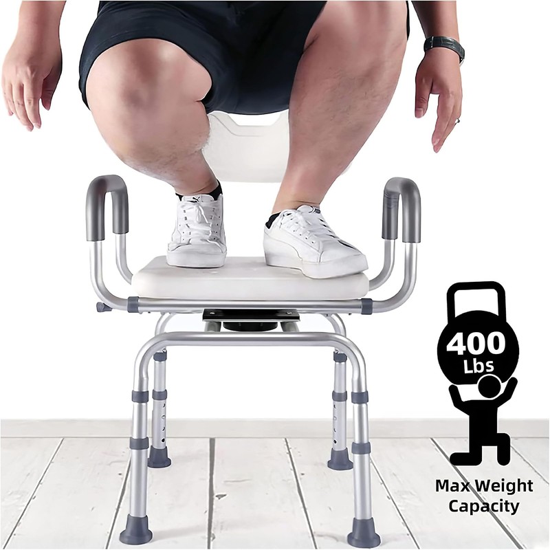 PETKABOO 360 Degree Shower Chair Swivel,Portable Seat with Armrests and
