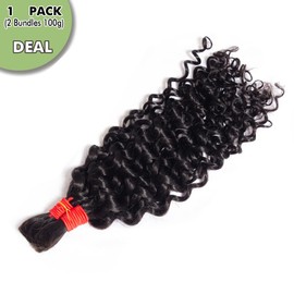 YOMIO Human Hair Water Wave Bulk 18 Inch 100g (1Pack-2Bundles) Human Hair for Braiding No Weft Human Hair Bundles for Braiding Wet and Wavy Human Hair Braiding Hair for Boho Braids