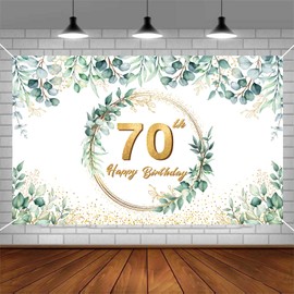 GROVBLE 70th Birthday Decoration, Banner 70th Birthday Man, Decoration 70th Birthday Woman, Green Happy Birthday Banner, Birthday Banner for Party Decoration, Birthday Man Woman, 180 x 110 cm