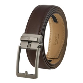 Brown Belt Men, Leather Ratchet, Trim to Fit, Gift Box Included