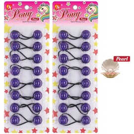 16 Pcs 20mm Hair Ties Hair Accessories for Girls Pearl Color Hair Ties with Balls Bubble Twinbead Ponytail Holders (Indigo)