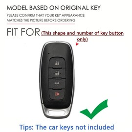 SANRILY B-Type Handmade Leather 4 Button Key Fob Cover for Nissan Ariya 8 Gen th New Teana X-Trial Kicks Keyless Full Protection Key Fob Case with Keychain Black