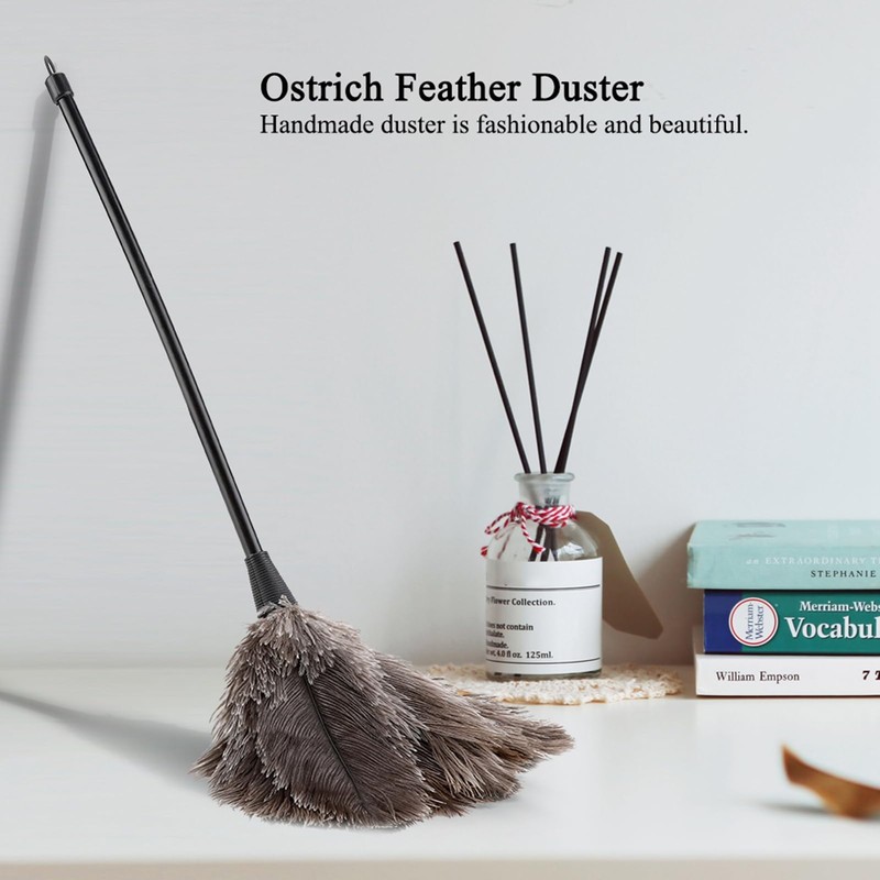 Reusable Handheld Ostrich Feathers Duster, Small Feathers Dusters for Cleaning,