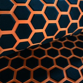 Haiping Line Small Hexagonal 98.4"X43.31"EVA Self-Adhesive eva Foam Boat Flooring for Yacht Pool Boat Flooring Sheet Thick Non-Skid mat (Small Hexagonal, Black and Orange, 98.4"X43.31")
