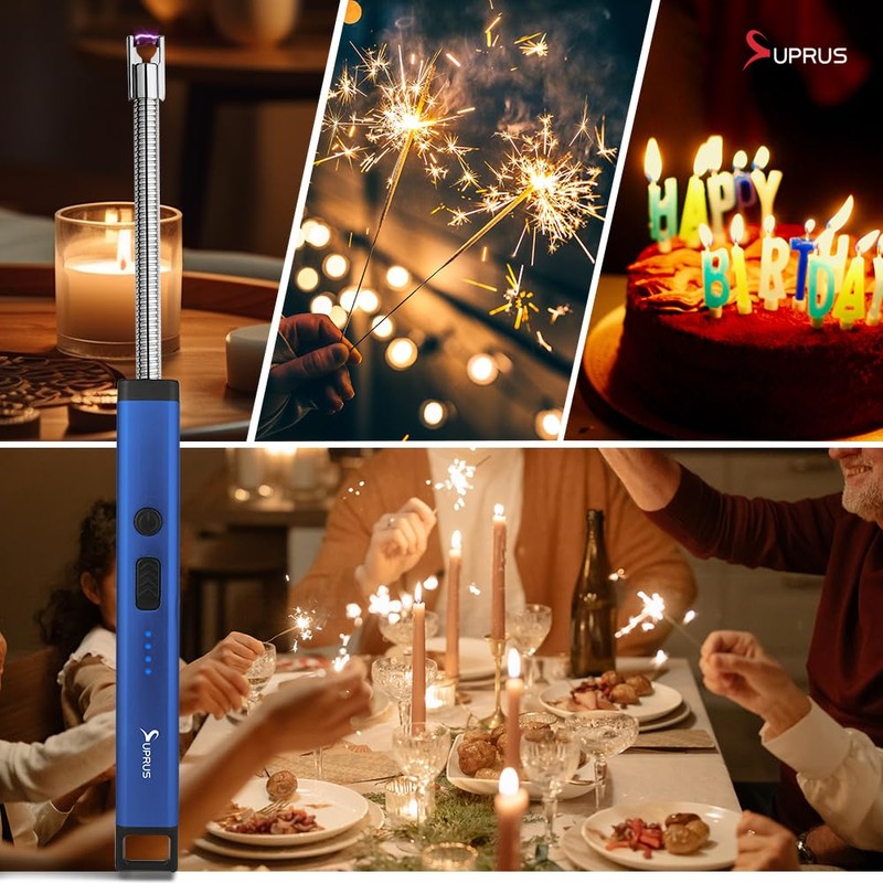SUPRUS Rechargeable Candle Lighter Electric Arc Triple Safety Long Lighter