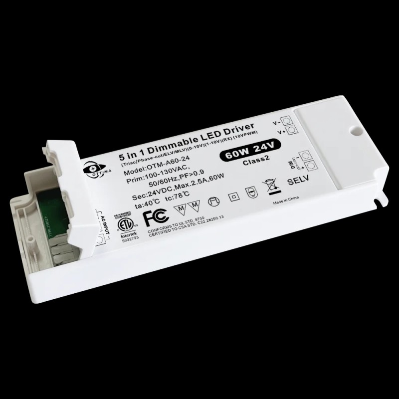 ETL Approved DC24V Triac Dimmable/0-10V/1-10V/10V PWM/Potentiometer 5 in 1 Dimmable