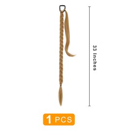 prinfantasy Hair Extensions for Braiding Long Braiding Hair with Hair Scrunchies DIY Hair Ponytail Extensions Invisible Soft Synthetic Braided Ponytai Daily Wear Flaxen Blonde 85CM, MW268