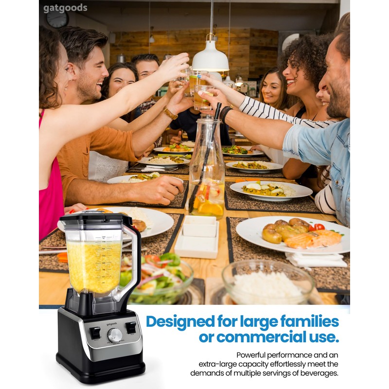 GATGOODS 72 Oz Large Blender - 2200W Professional, High Speed