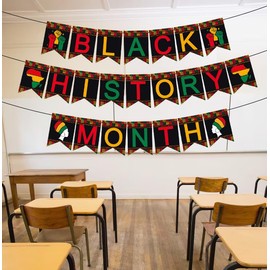 Black History Month Decorations Pre-Strung Black History Decor Banner African American February Holiday Classroom Home Celebration Decor Party Favors Supplies