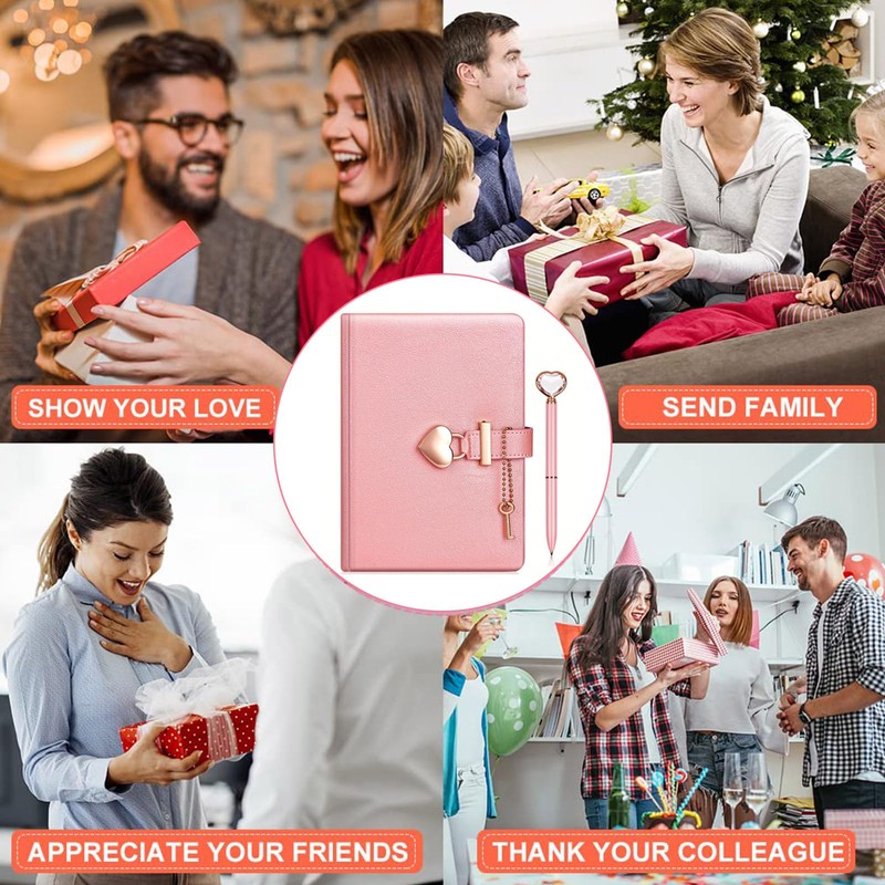 Diary with Lock for Girls, A5 PU Leather Notebook with