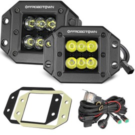 OFFROADTOWN Flush Mount LED Pods with Wiring Harness, 5'' 12,000LM CREE LED Driving Light Reverse Backup Lights Flush Light Bar Off Road Lights for Truck Pickup UTV ATV SUV Boat 4x4 Car