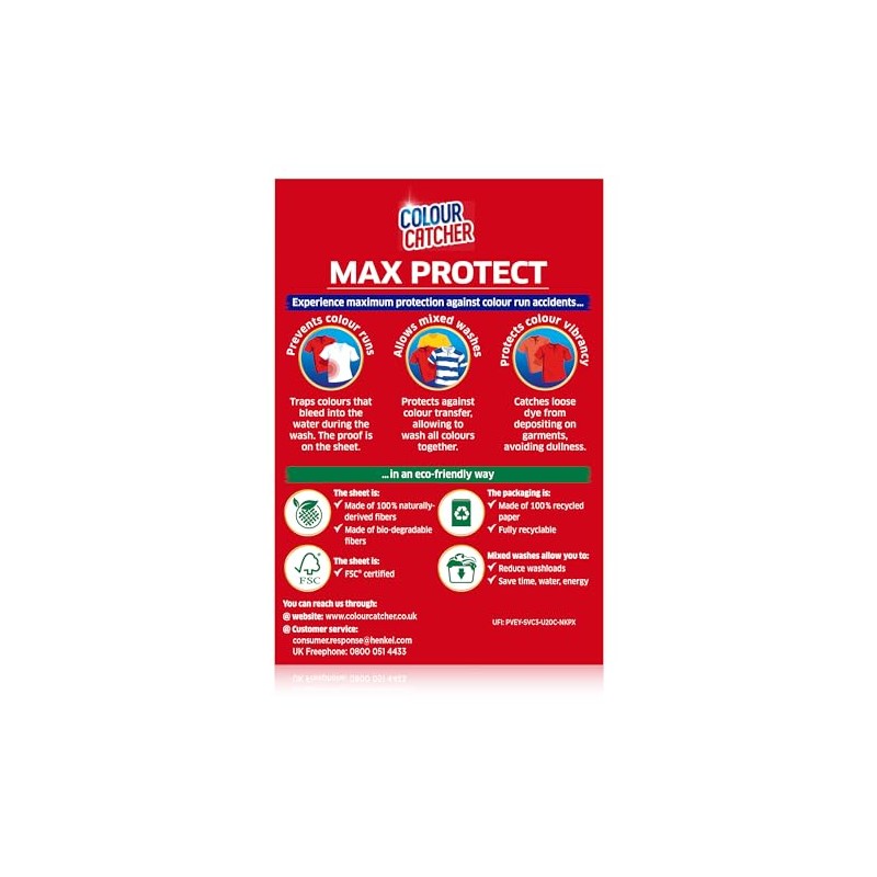 Colour Catcher Max Protect Laundry Sheets, Helps Prevent Colour Run