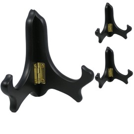 BANBERRY DESIGNS Black Folding Wood Easels - Premium Quality Display Stands - Set of 3 - Ideal for Small Plates Plaques Books Tiles - 4" H